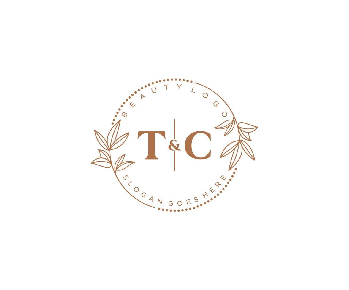 initiale tc des lettres magnifique floral féminin modifiable premade monoline logo adapté pour spa salon peau cheveux beauté boutique et cosmétique entreprise. vecteur