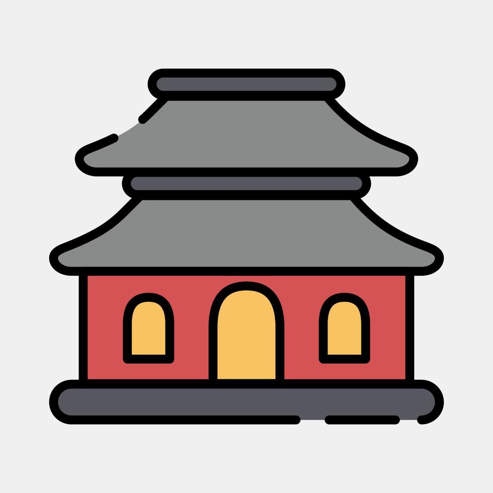 icône pagode. bâtiment éléments. Icônes dans rempli ligne style. bien pour impressions, la toile, affiches, logo, site plan, carte, infographies, etc. vecteur