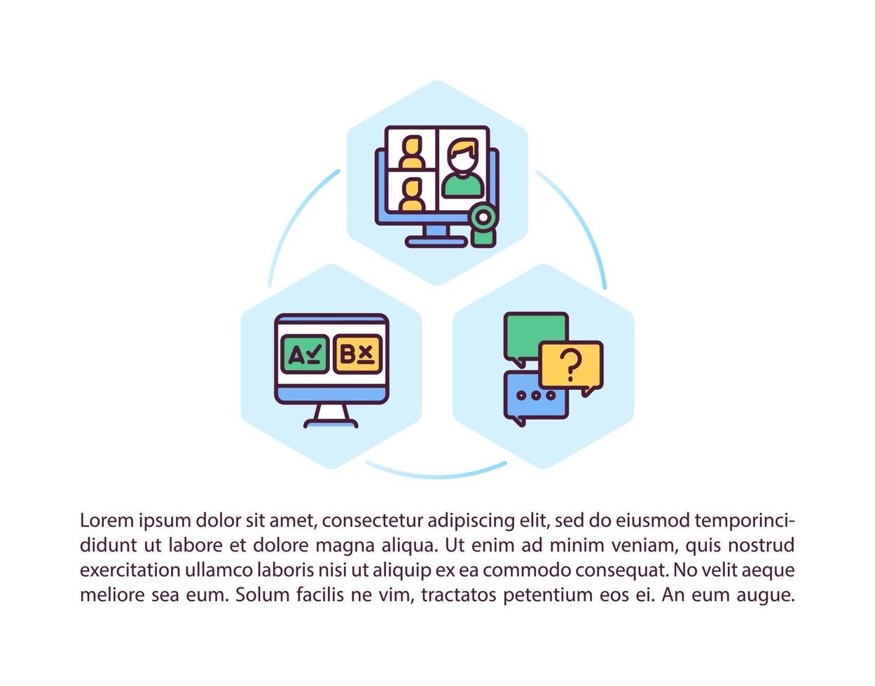 icônes de ligne concept de diffusion en direct interactif avec texte vecteur