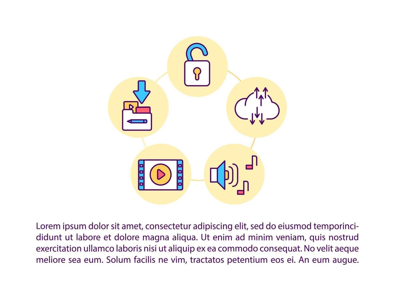 icônes de ligne de concept d'accès aux ressources en ligne avec texte vecteur