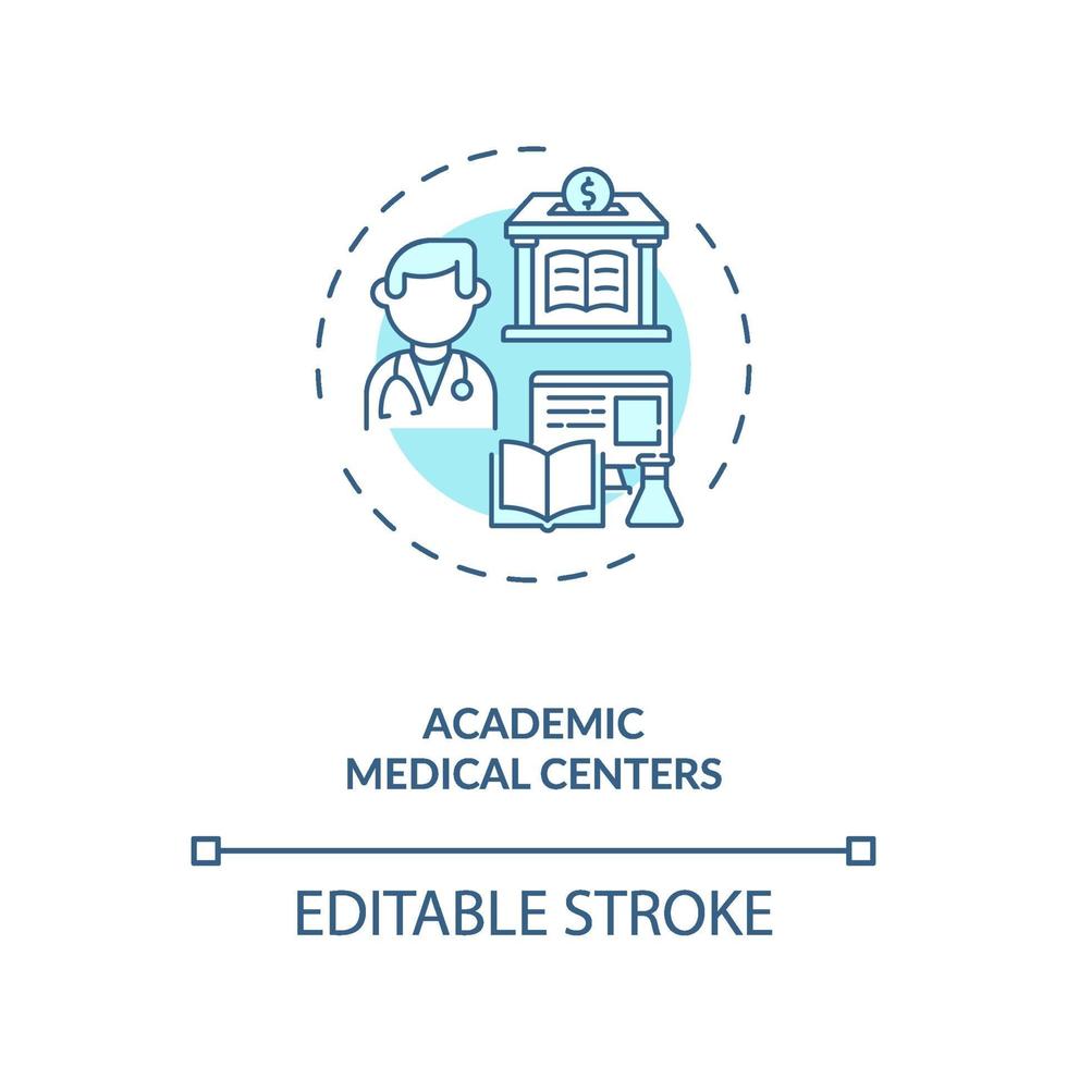 icône de concept de centres médicaux universitaires vecteur