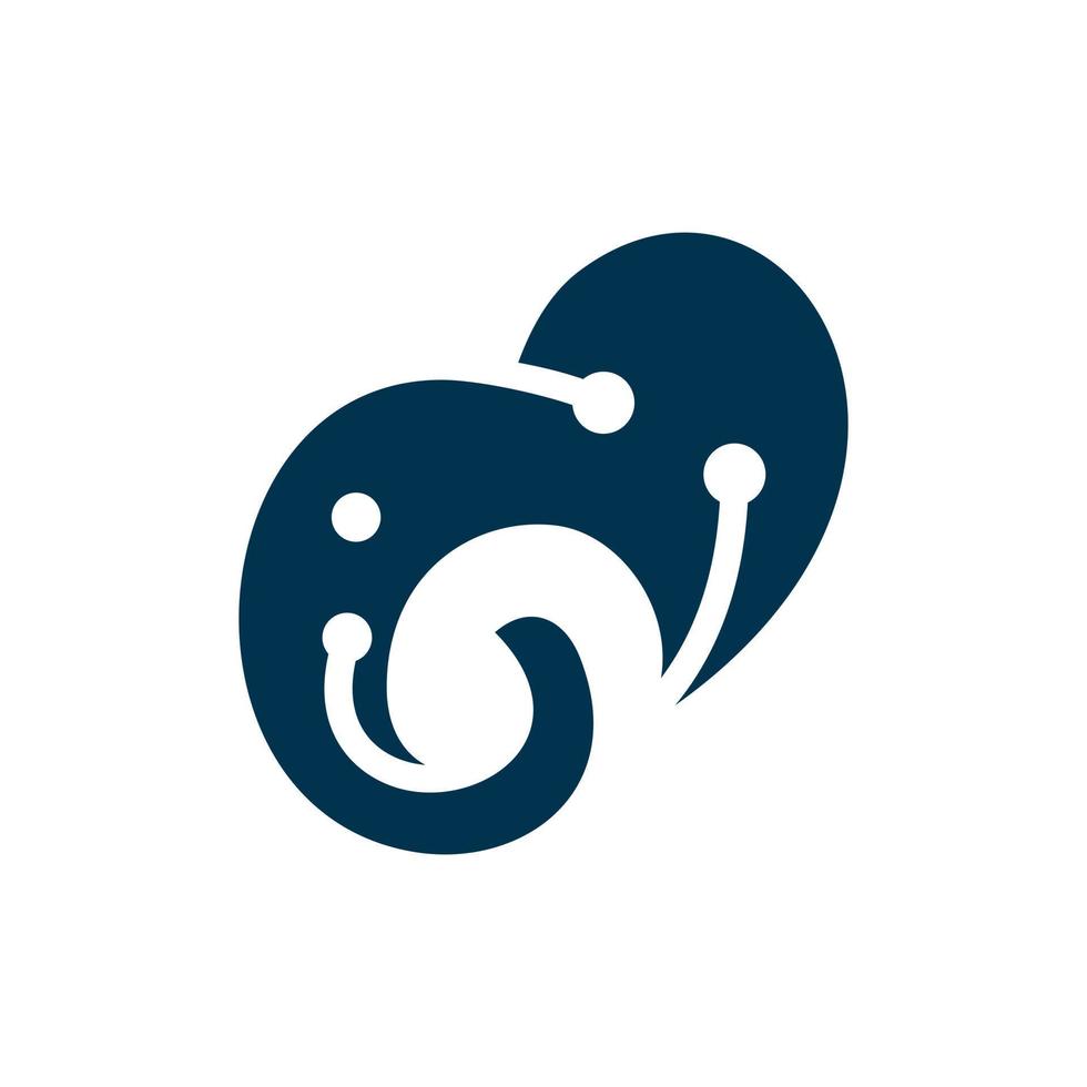 l'éléphant tête technologie moderne Facile logo vecteur
