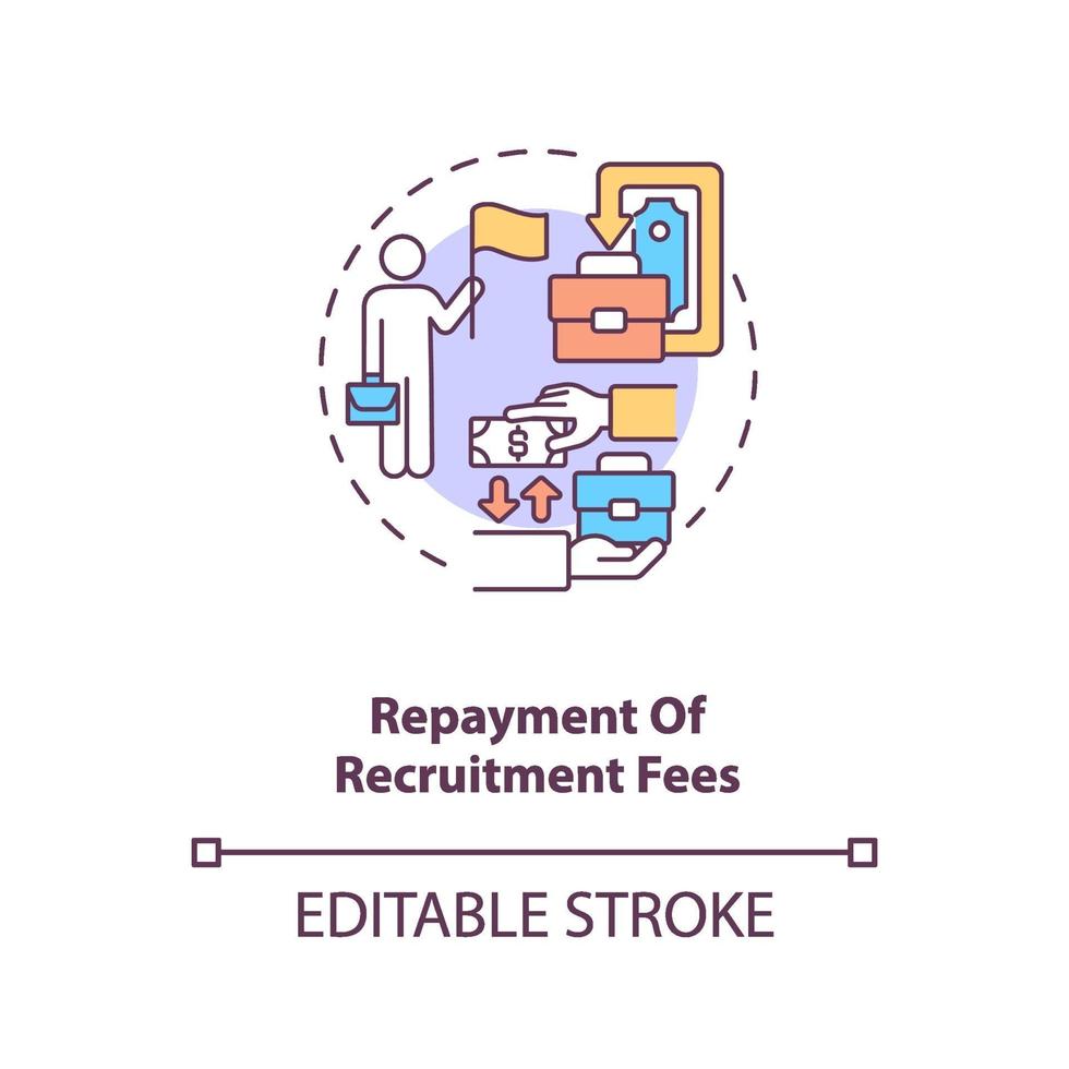 remboursement de l & # 39; icône de concept de frais de recrutement vecteur
