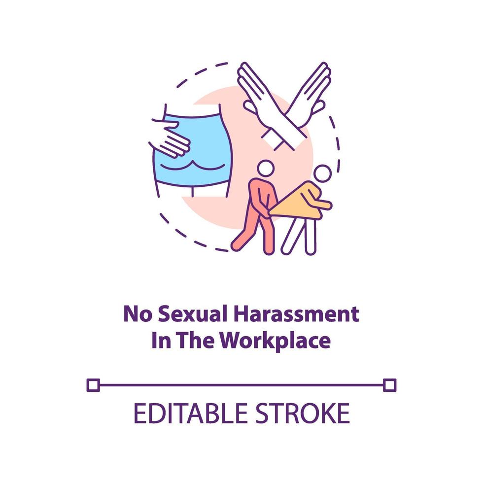 pas de harcèlement sexuel en icône de concept de lieu de travail vecteur