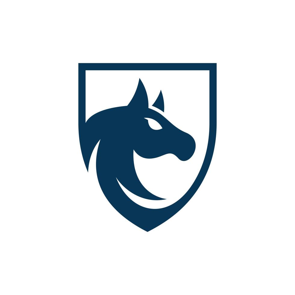 cheval tête bouclier sécurité moderne logo vecteur