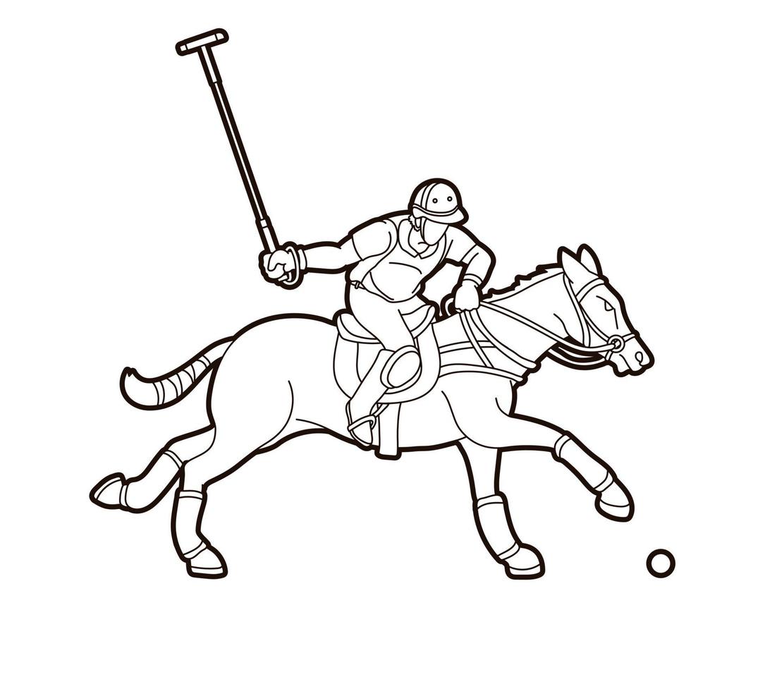 contour de sport de cheval de polo vecteur
