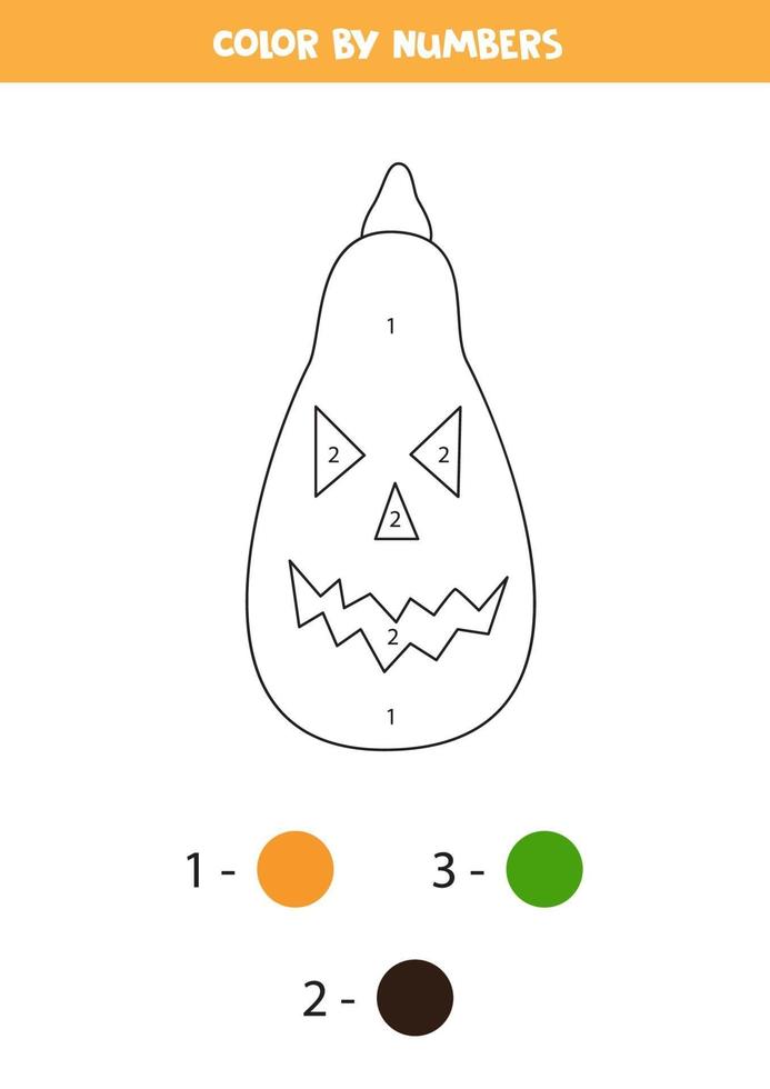 Coloriage avec citrouille d'halloween dessin animé mignon. vecteur