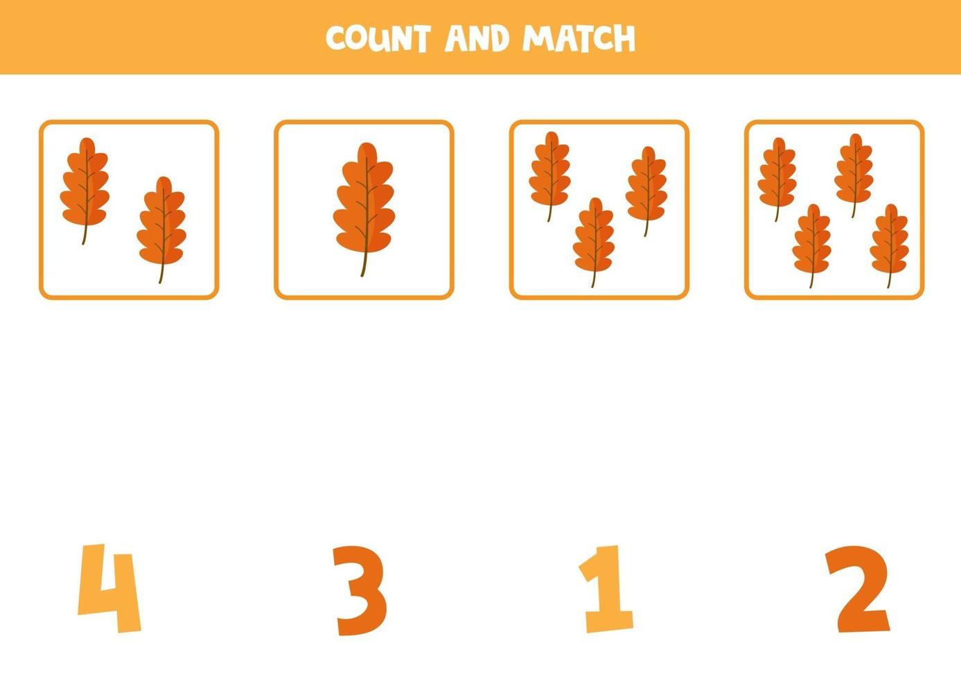 compter les feuilles d'automne de dessin animé mignon. jeu de mathématiques pour les enfants. vecteur