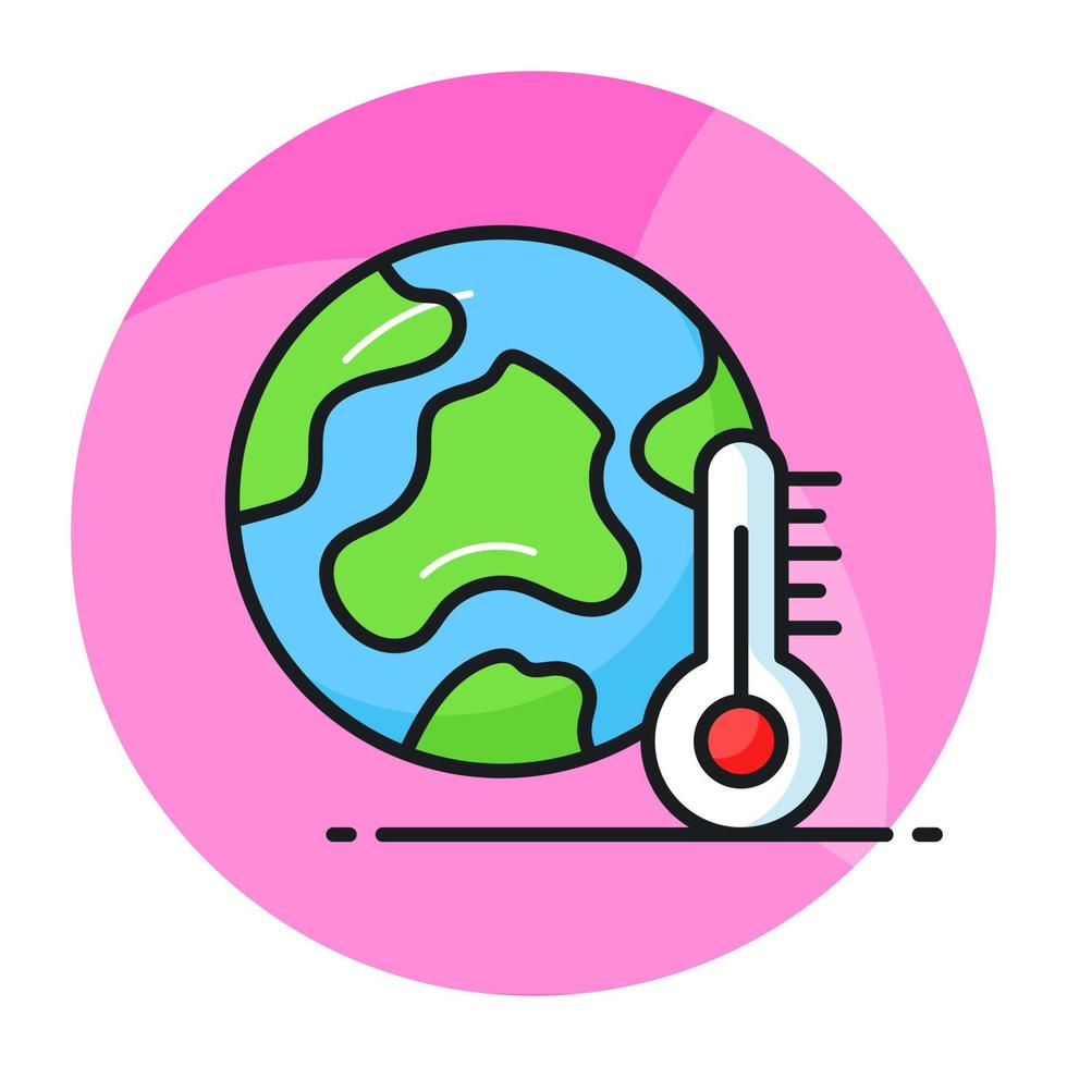 monde globe avec thermomètre montrant concept icône de global échauffement, monde Terre journée vecteur pour conscience
