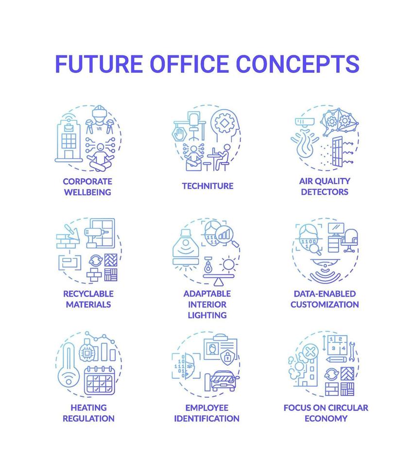 futur ensemble d'icônes de concept de bureau vecteur