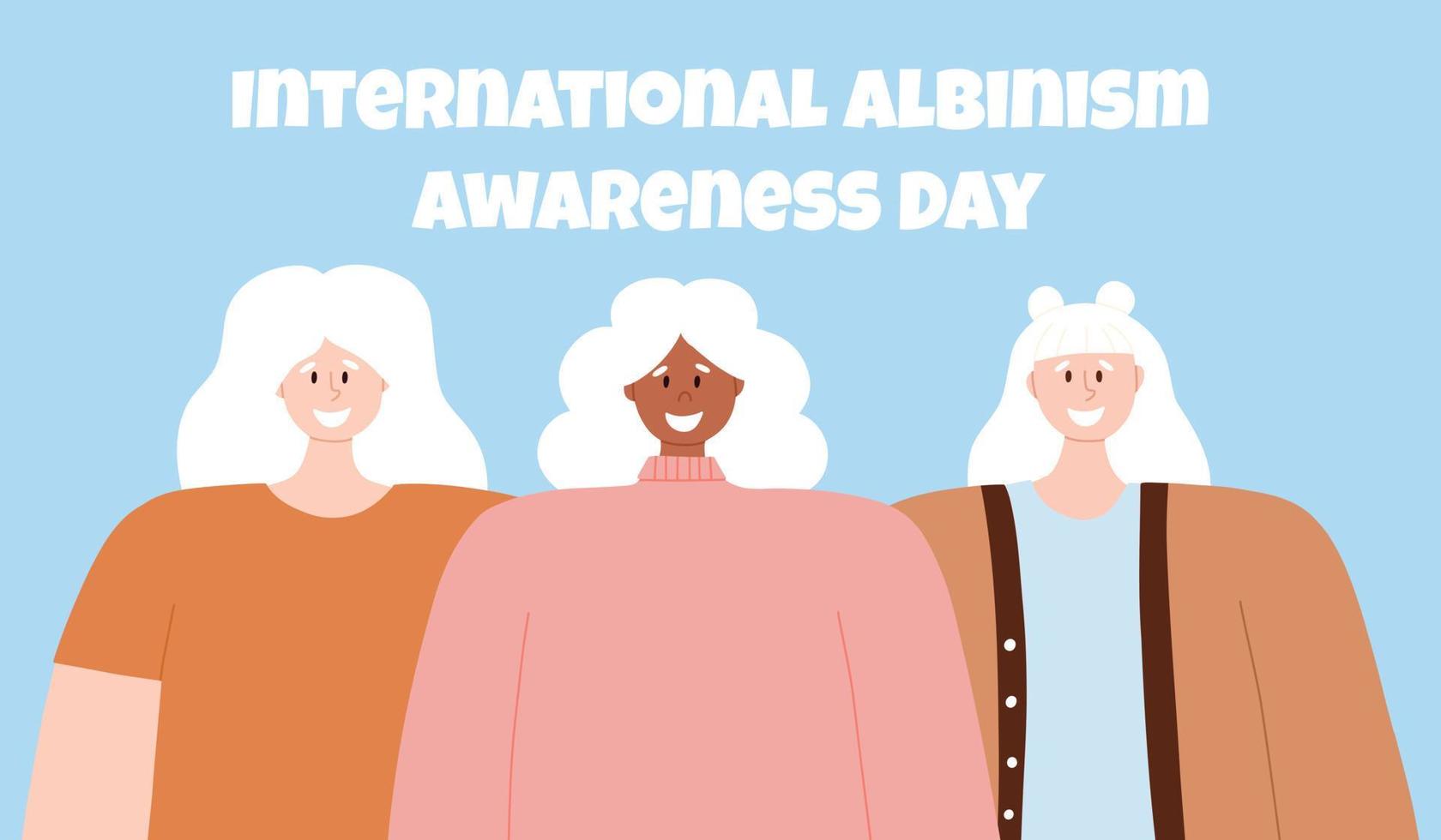 portrait de un albinos femmes. vecteur illustration de femmes avec albinisme. international albinisme conscience journée. albinisme. génétique rare désordre.