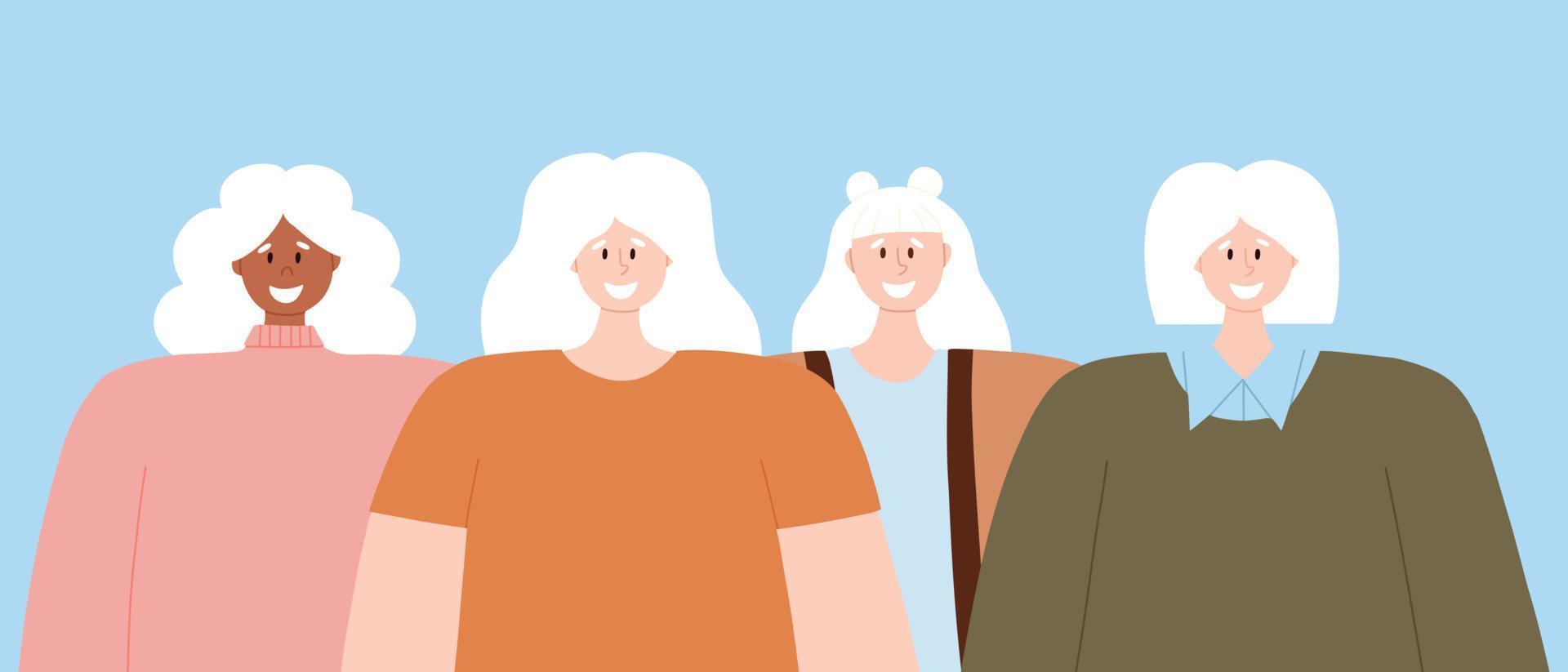 portrait de un albinos femmes. vecteur illustration de femmes avec albinisme. international albinisme conscience journée. albinisme. génétique rare désordre.