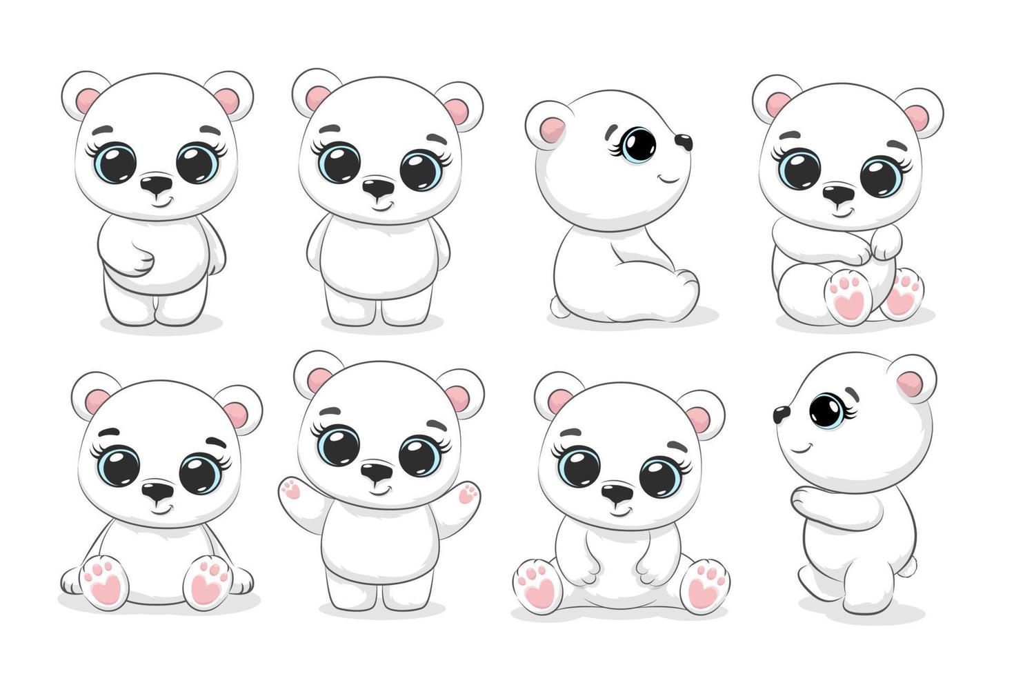 une collection de mignonne polaire ours. dessin animé vecteur illustration.