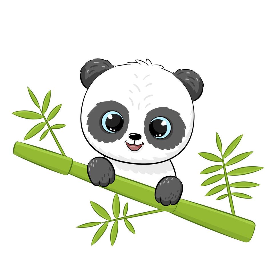 mignonne Panda sur une arbre. vecteur illustration de une dessin animé.