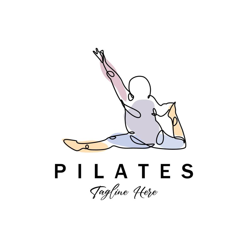 pilates assis pose logo icône symbole un exercice de yoga apaisant qui déplace tout le corps vecteur