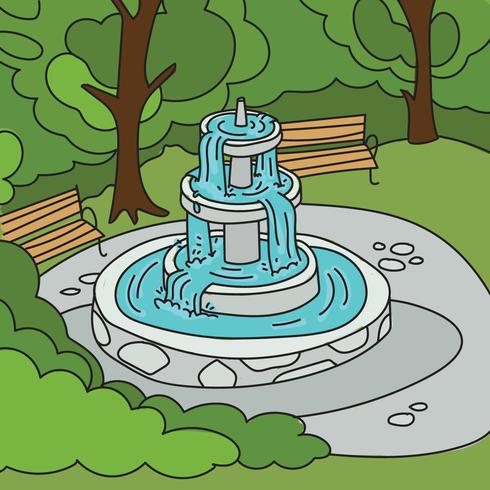 Fond de parc avec une fontaine vecteur