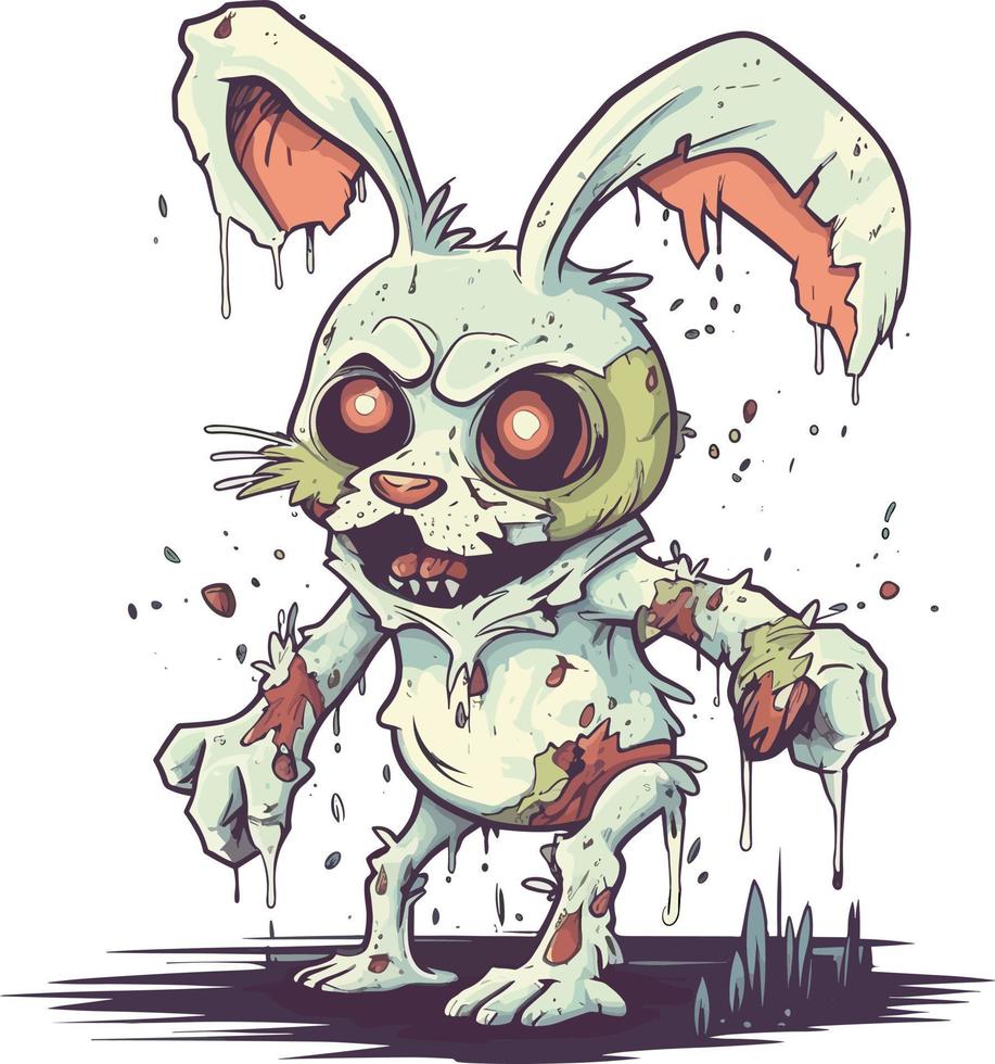 effrayant mignonne lapin zombi mascotte illustration vecteur