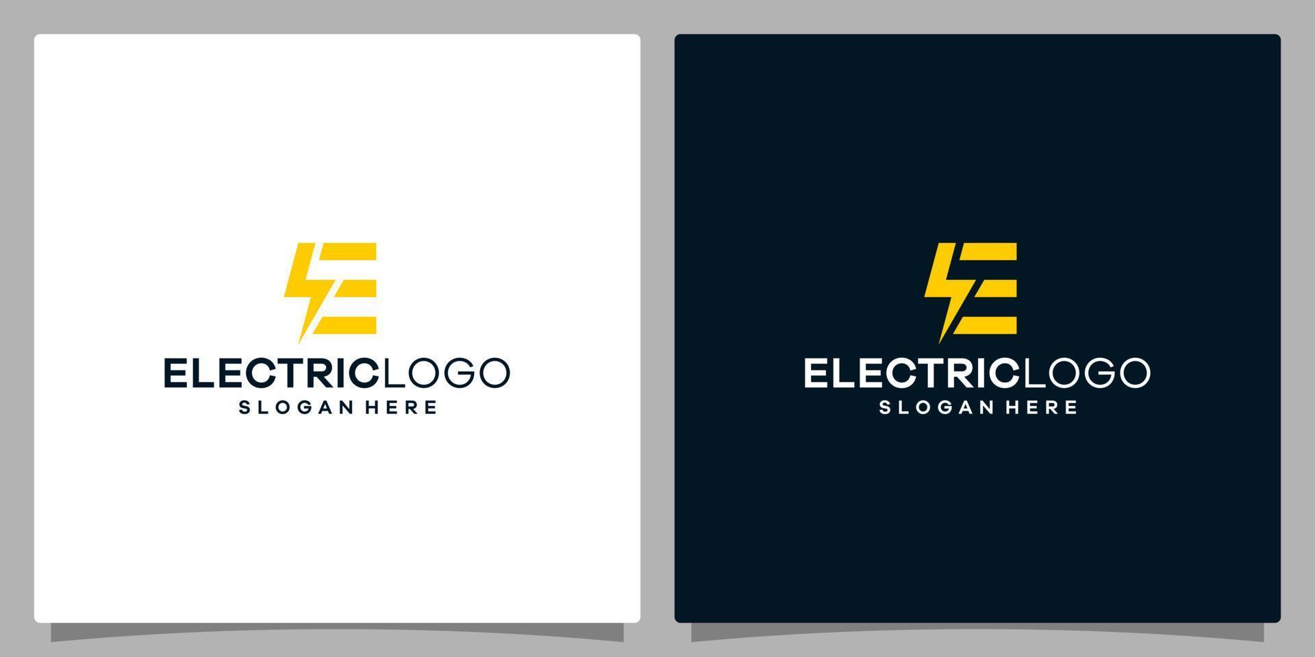 électrique logo conception modèle. foudre boulon logo avec lettre e symbole logo conception. prime vecteur