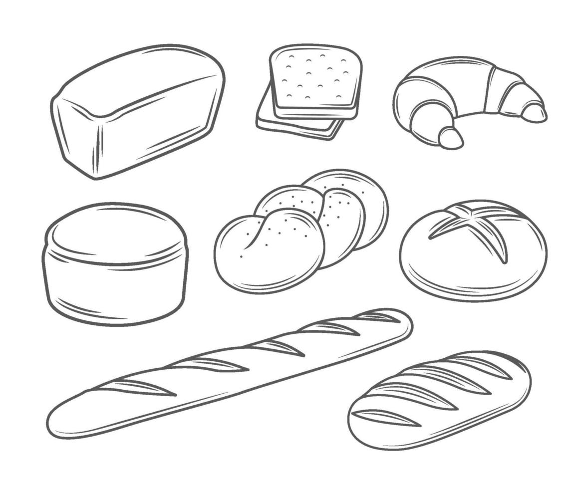 ensemble d'illustrations de pain vecteur
