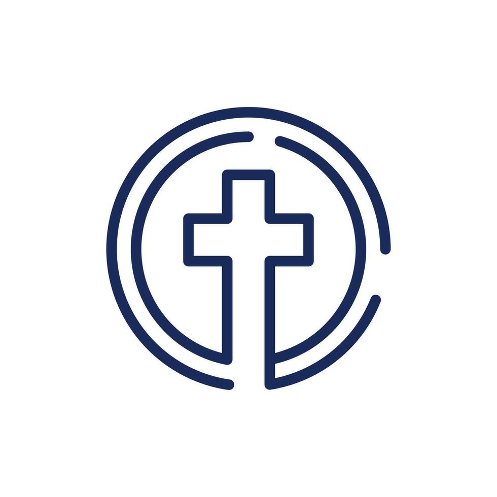 traverser église ligne unique Facile logo vecteur