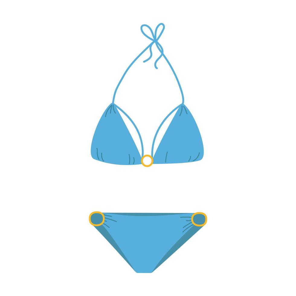 femelle mode maillot de bain. plat isolé illustration de dessin animé branché femelle tenue de plage. deux pièces nager costume ou baignade sous-vêtements lingerie avec cou cravates. vecteur coloré maillots de bain