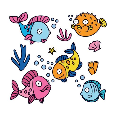 Poissons de dessin animé coloré vecteur