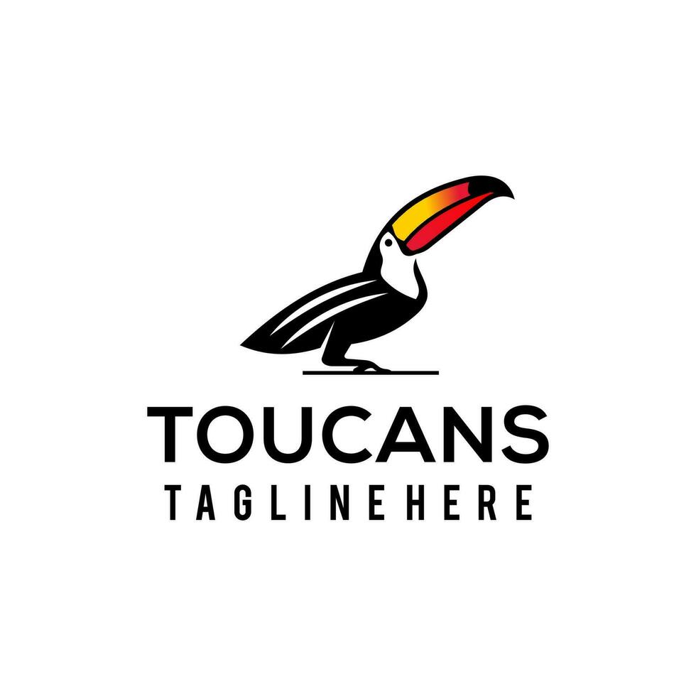 toucan ligne art et noir illustration adapté pour tout les industries vecteur