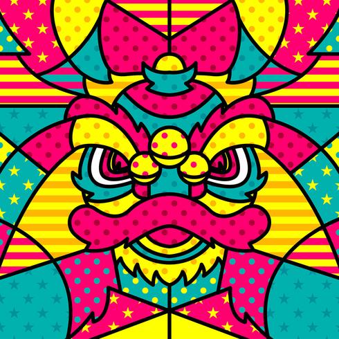 Tête de lion Chinesse moderne Pop Art Vector