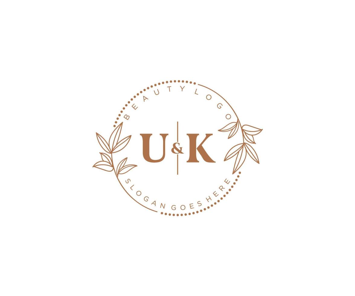 initiale Royaume-Uni des lettres magnifique floral féminin modifiable premade monoline logo adapté pour spa salon peau cheveux beauté boutique et cosmétique entreprise. vecteur