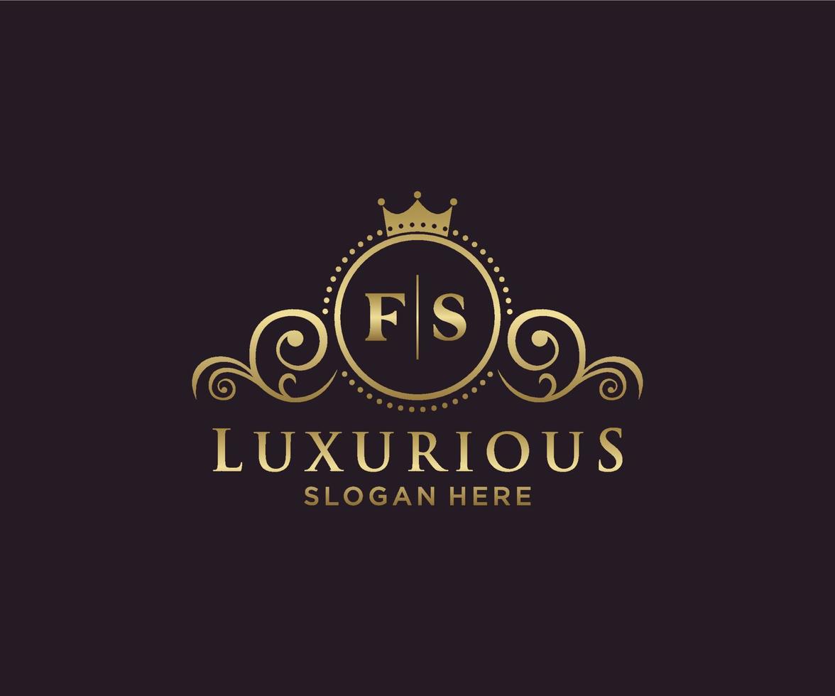 modèle initial de logo de luxe royal de lettre fs dans l'art vectoriel pour le restaurant, la royauté, la boutique, le café, l'hôtel, l'héraldique, les bijoux, la mode et d'autres illustrations vectorielles.