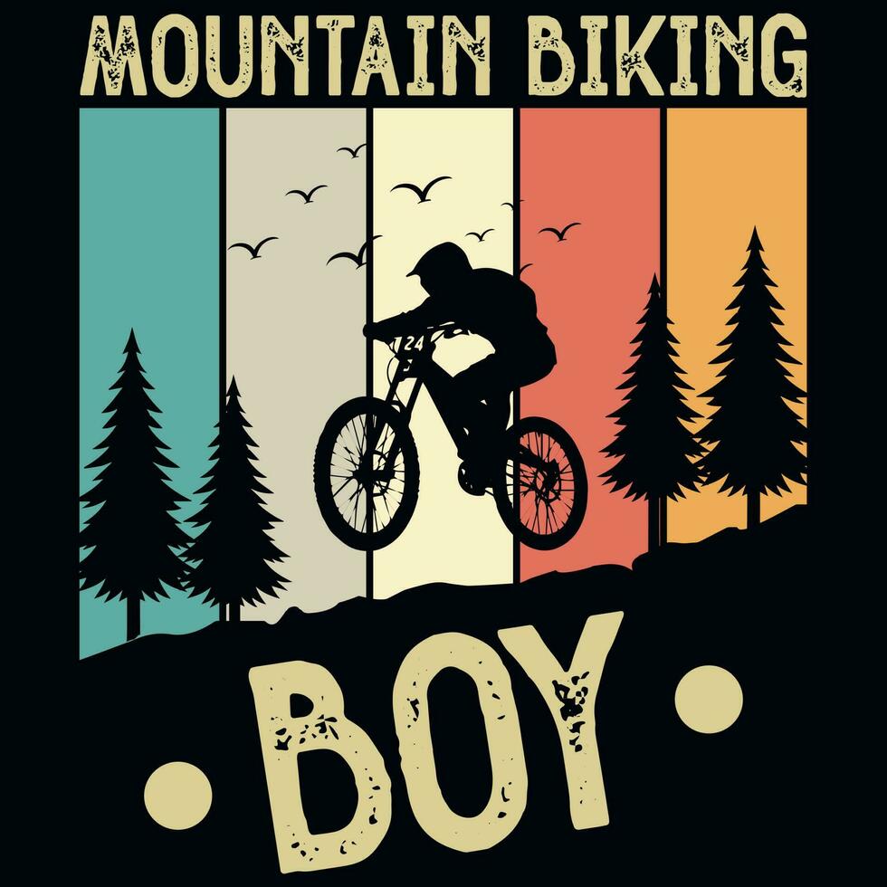 Montagne bicyclette cavalier graphique T-shirt conception vecteur