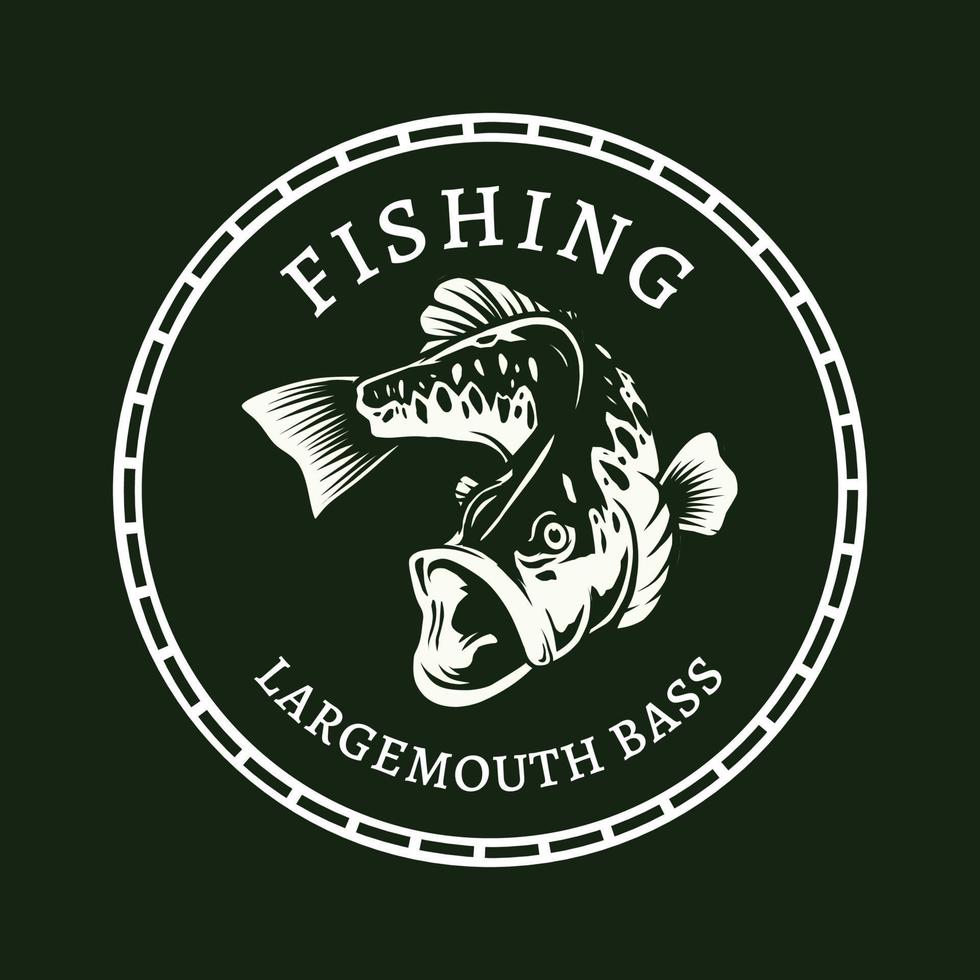 grande bouche basse pêche logo conception vecteur