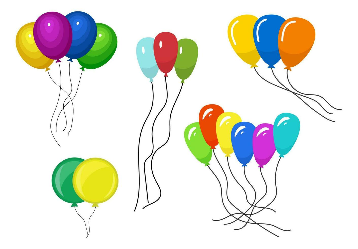 modèle mignon anniversaire de 6 ans. groupe de fond de ballons d'hélium  brillant de couleur. illustration vectorielle 2689538 Art vectoriel chez  Vecteezy