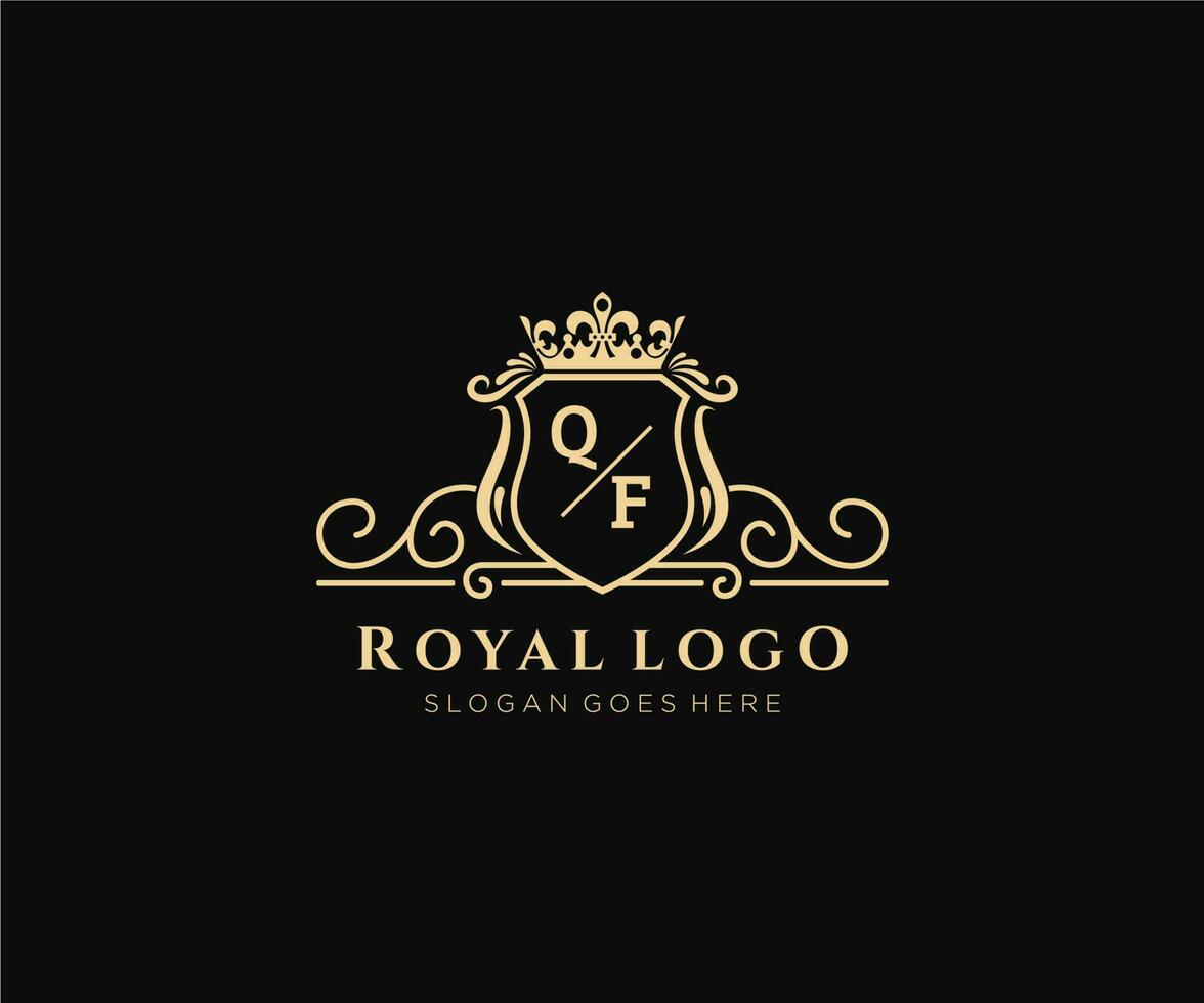initiale qf lettre luxueux marque logo modèle, pour restaurant, royalties, boutique, café, hôtel, héraldique, bijoux, mode et autre vecteur illustration.