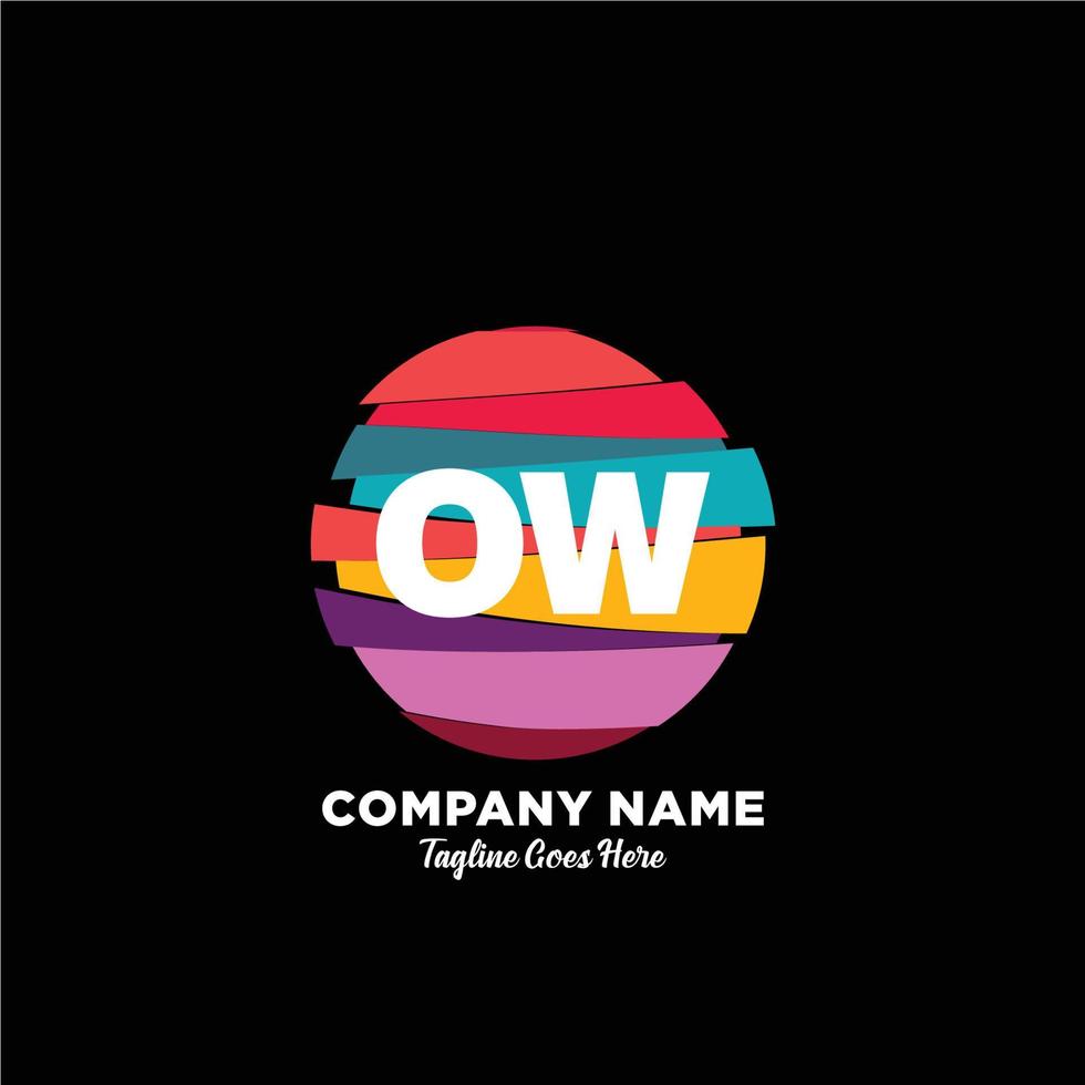 ow initiale logo avec coloré modèle vecteur. vecteur