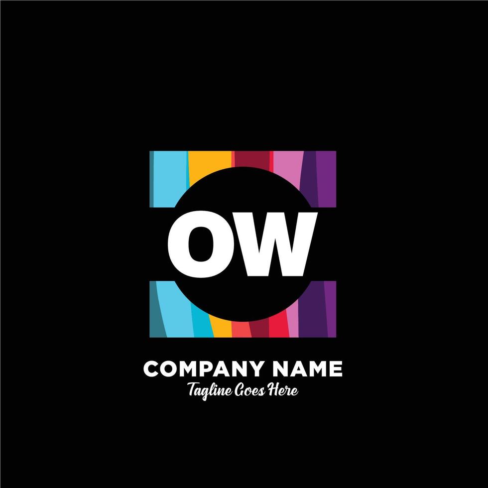 ow initiale logo avec coloré modèle vecteur. vecteur