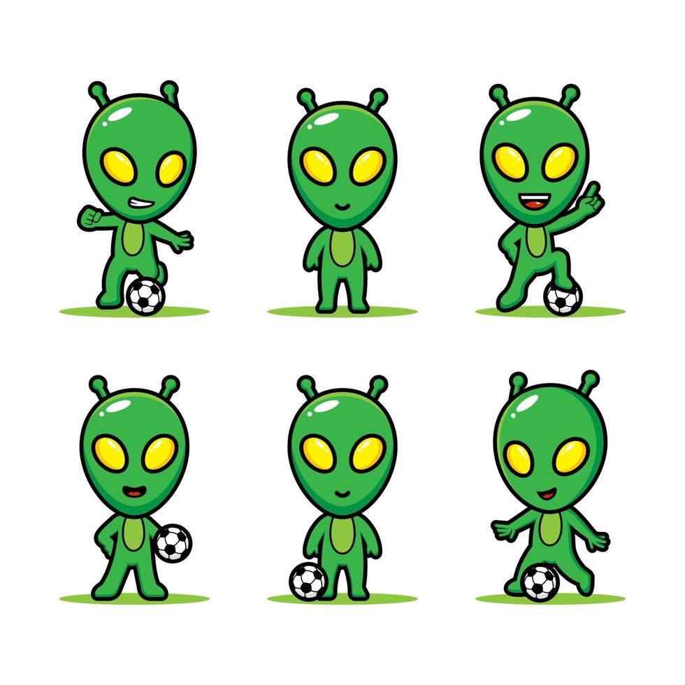 mignonne football extraterrestre personnages paquet adapté pour des gamins des produits vecteur