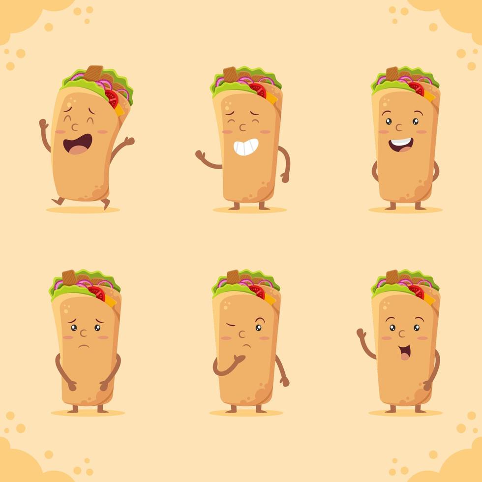 mignonne kebab personnages paquet adapté pour des gamins des produits vecteur