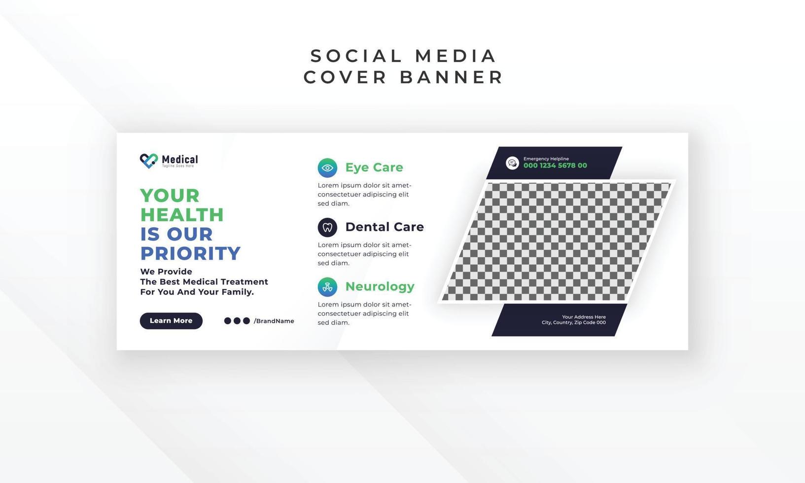 médical soins de santé social médias Facebook couverture et la toile bannière modèle conception vecteur