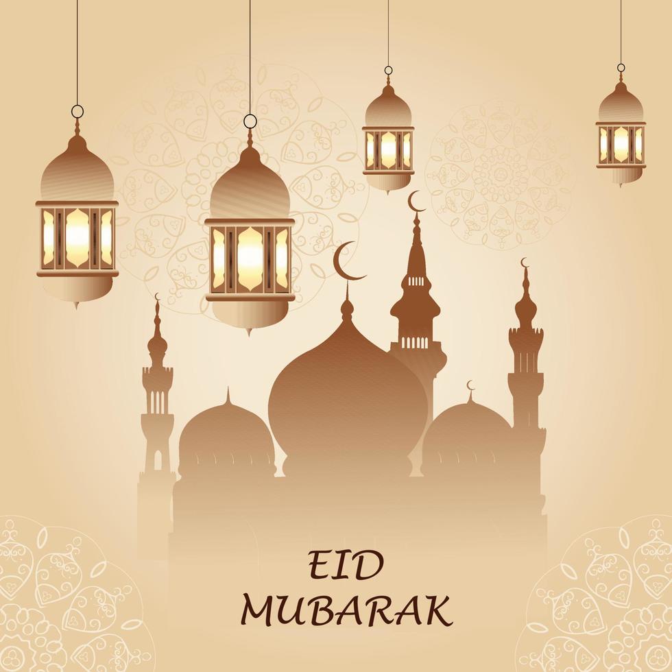style moderne Ramadan kareem et eid mubarak salutation cartes avec social médias conception, eid mubarak icône, vecteur éléments, lune, mosquée, et logo