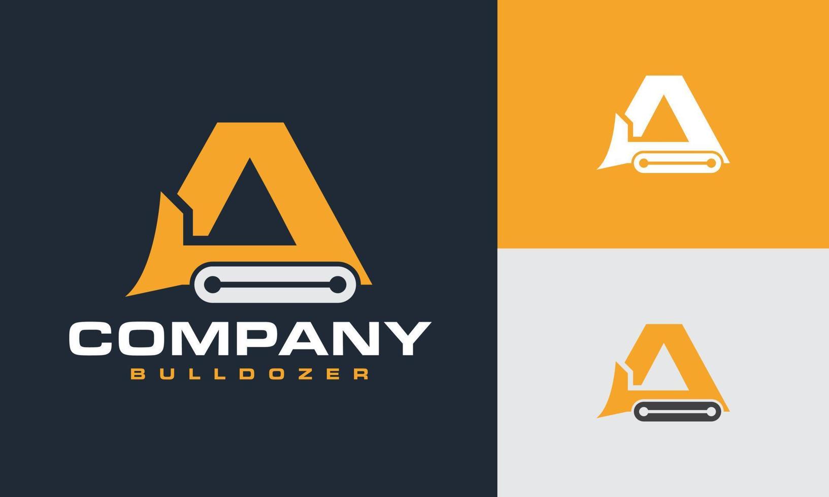 initiales une bulldozer logo vecteur