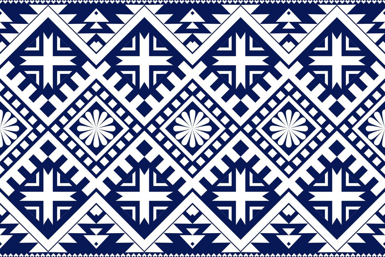 bleu et blanc géométrique ethnique sans couture modèle conception pour fond d'écran, arrière-plan, tissu, rideau, tapis, vêtements, et emballage. vecteur