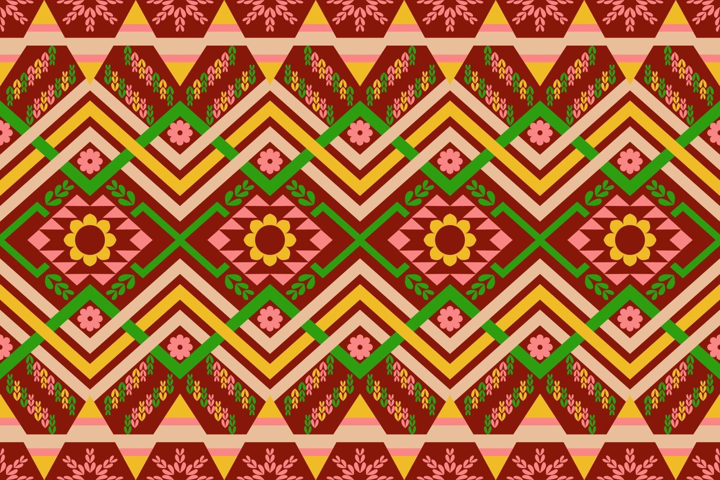 motif harmonieux ethnique géométrique coloré conçu pour le fond, le papier peint, les vêtements traditionnels, les tapis, les rideaux et la décoration de la maison. vecteur
