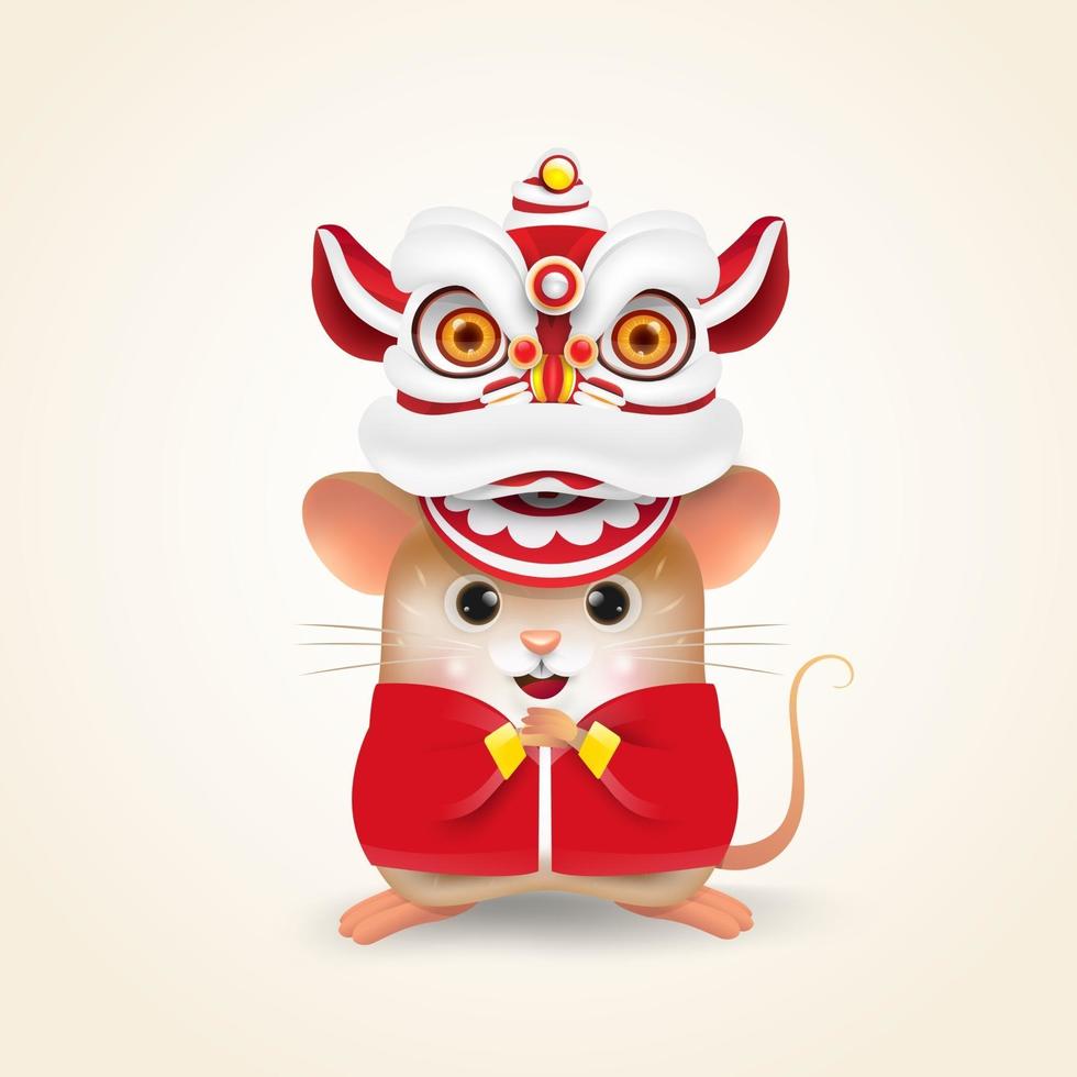 personnage de rat avec costume chinois. joyeux Nouvel An chinois. vecteur