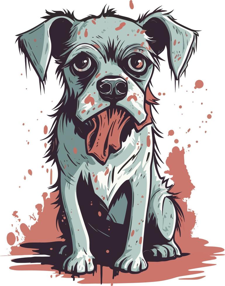 mignonne zombi chien mascotte brossé style illustration vecteur