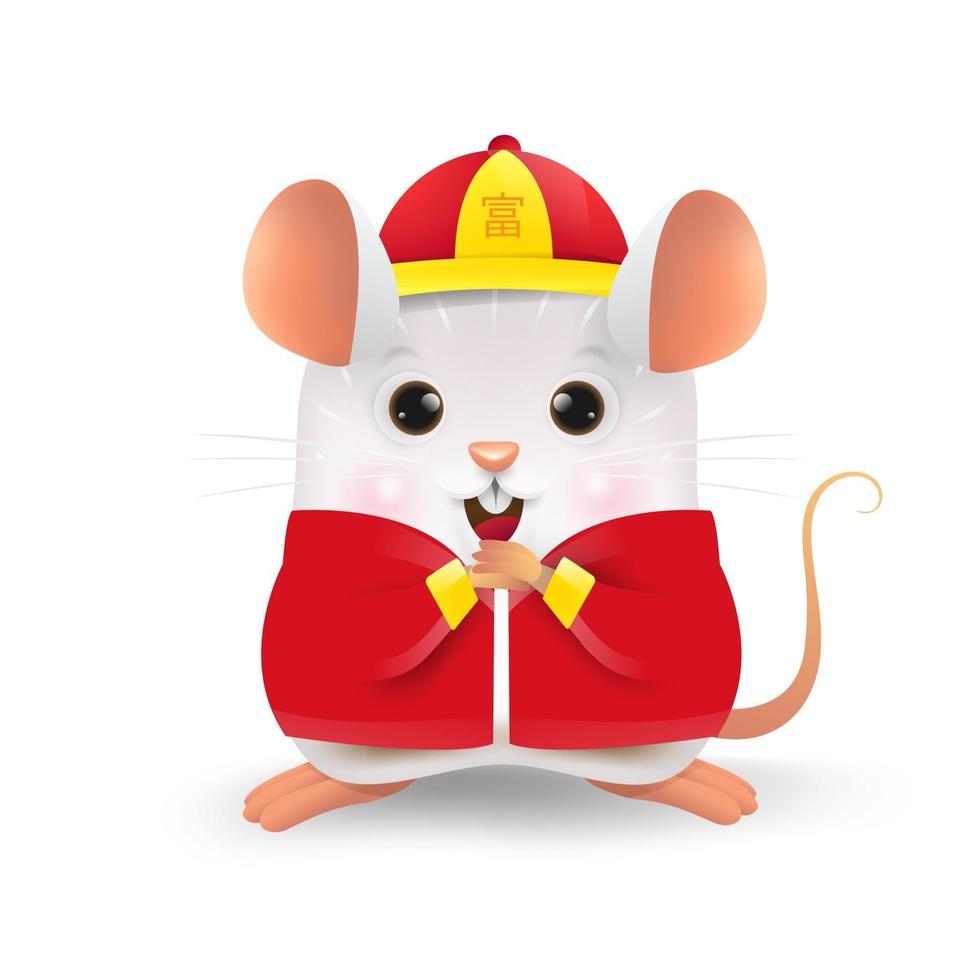 personnage de rat avec costume chinois. joyeux Nouvel An chinois. vecteur