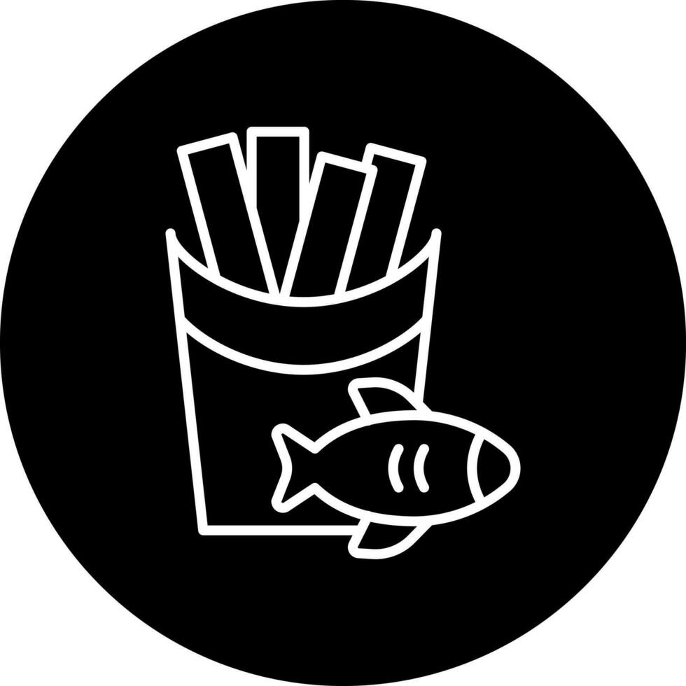 poisson et frites vecteur icône style