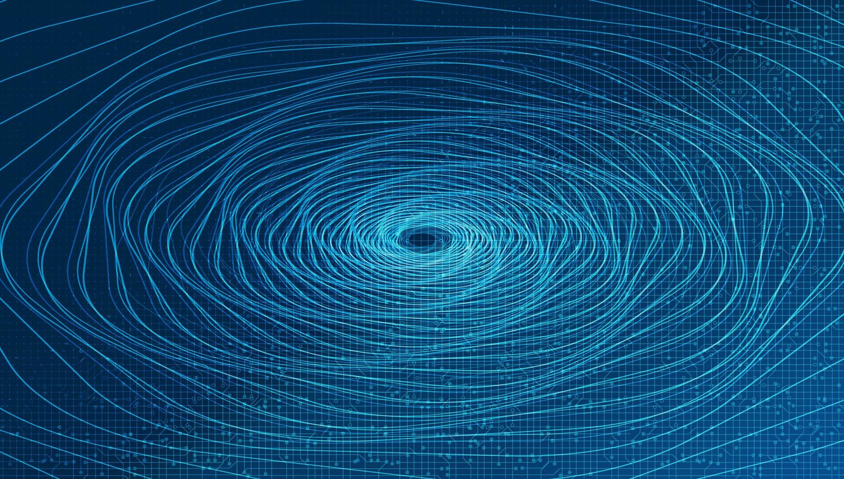 Technologie de spirale de téléportation numérique sur fond bleu vecteur