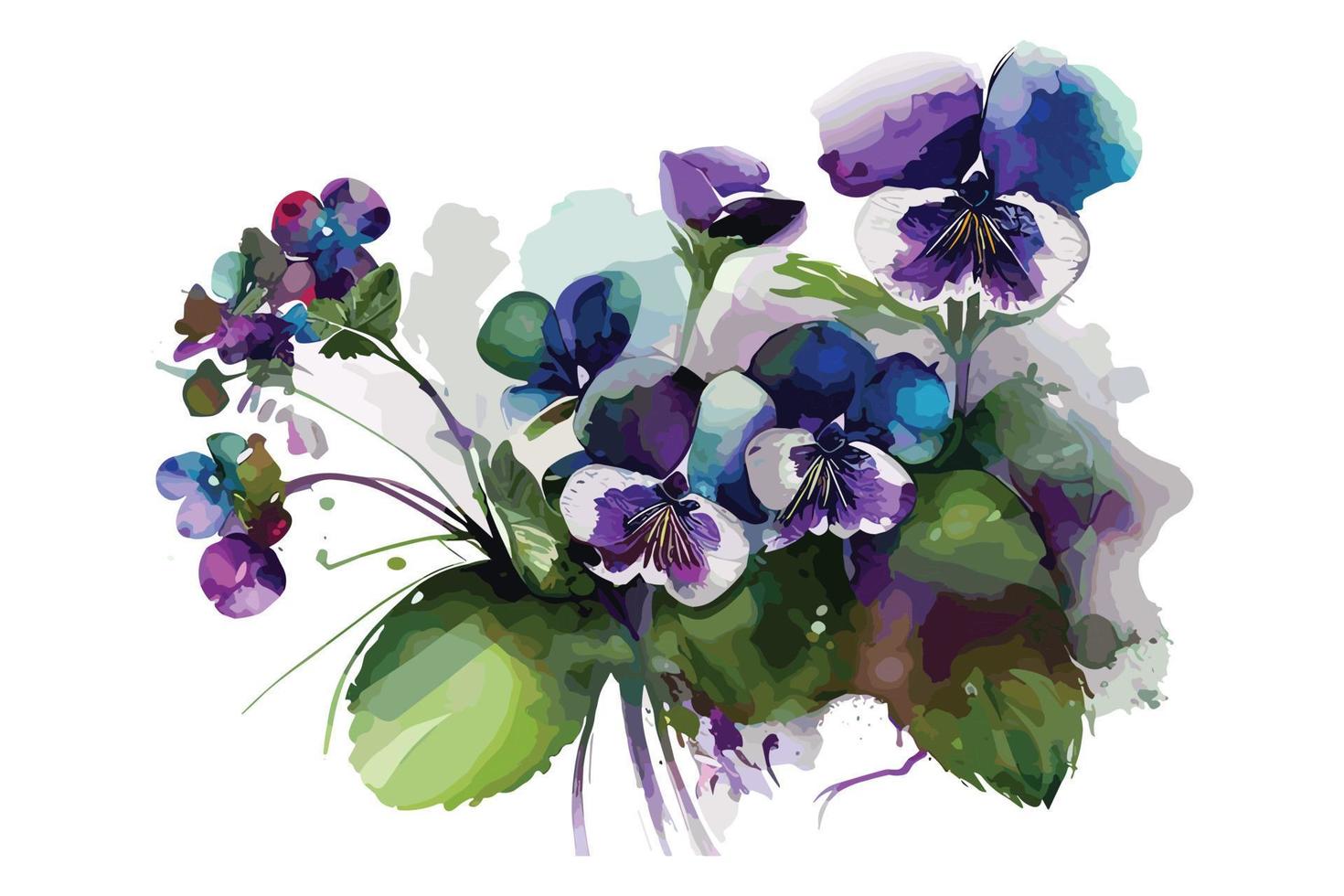 aquarelle vibrant violettes fleur illustration conception vecteur