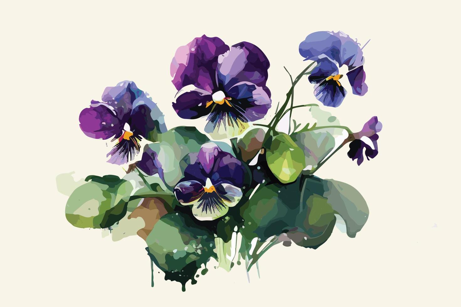 aquarelle vibrant violettes fleur illustration conception vecteur